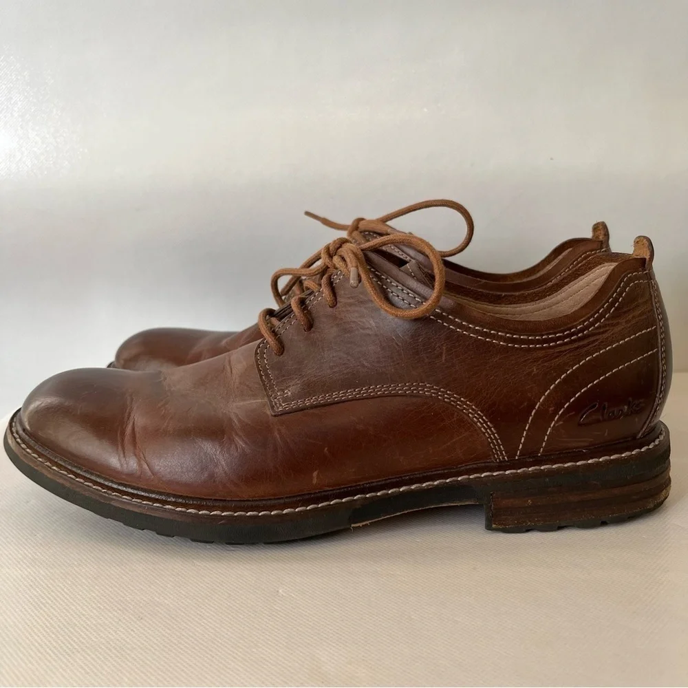Clarks Brown Leather Lace Up Oxford Shoes